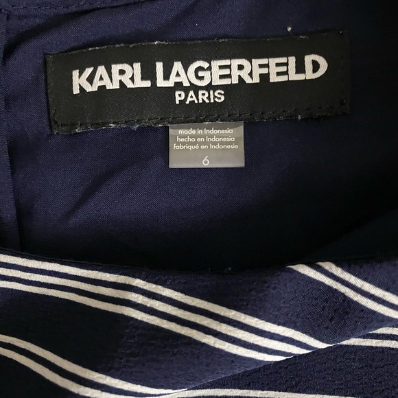 - KARL LAGERFELD Paris Blue and White diffusion line shift dress size 6 - Picture 7 of 9